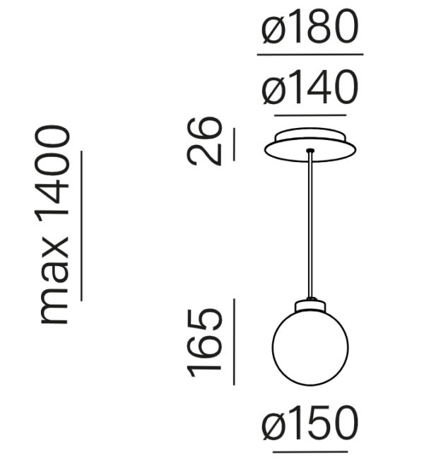 Modern Ball simple midi Pendel – Bild 3